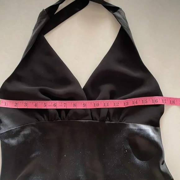 JONES NEW YORK DRESS 14 Black Satin Midi Cocktail Dress Fit and Flair NWT - Picture 4 of 14